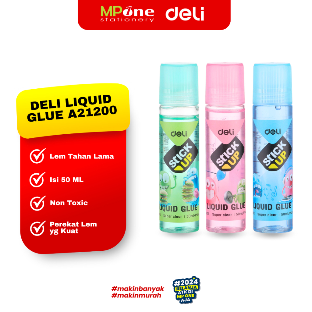 

Deli Lem Cair A21200 Liquid Glue Isi 50ML / Lem Kertas Cair Serbaguna Deli A21200