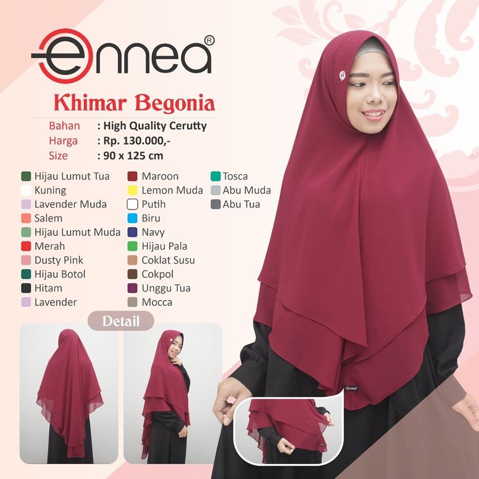 KHIMAR BEGONIA / KHIMAR CERUTY/ HIMAR ENNEA/ KHIMAR SYARI/ JILBAB PET SYARI/ JILBAB PER CERUTY/ KHIM