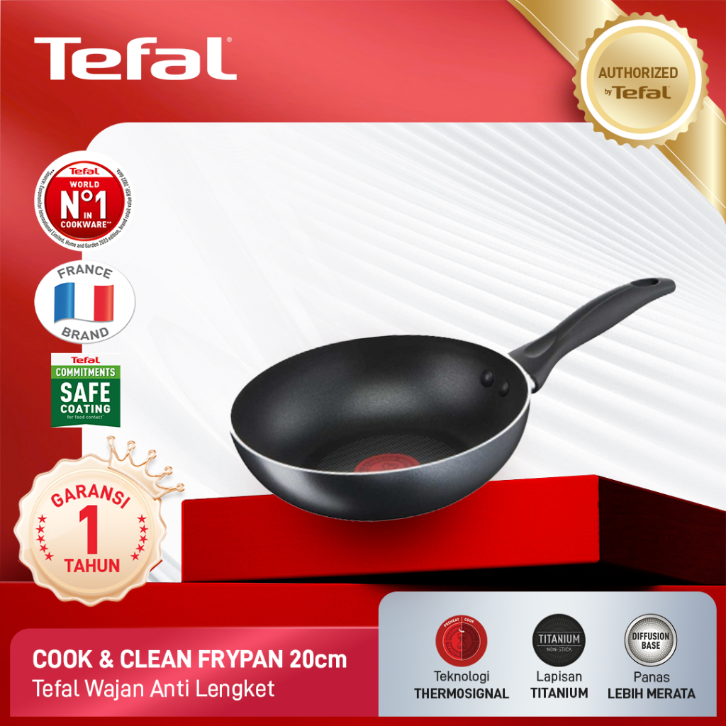Tefal Cook & Clean Frypan Non-Stick Titanium Coating Penggorengan Anti Lengket Frying Pan