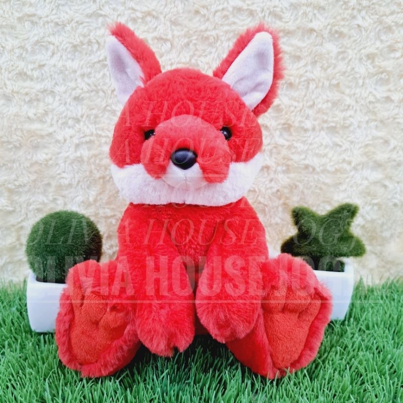 Boneka Rubah Merah Pink Boneka Sit Fox Boneka Red Fox Boneka Rubah Merah Hidung Keras