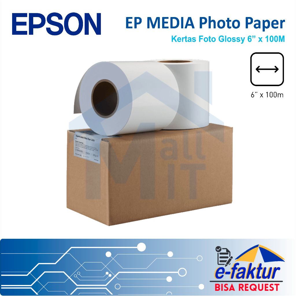 MALLIT EP MEDIA Photo Paper Glossy 6 INCI X 100 Meter Epmedia Glossy 6" 6Inch