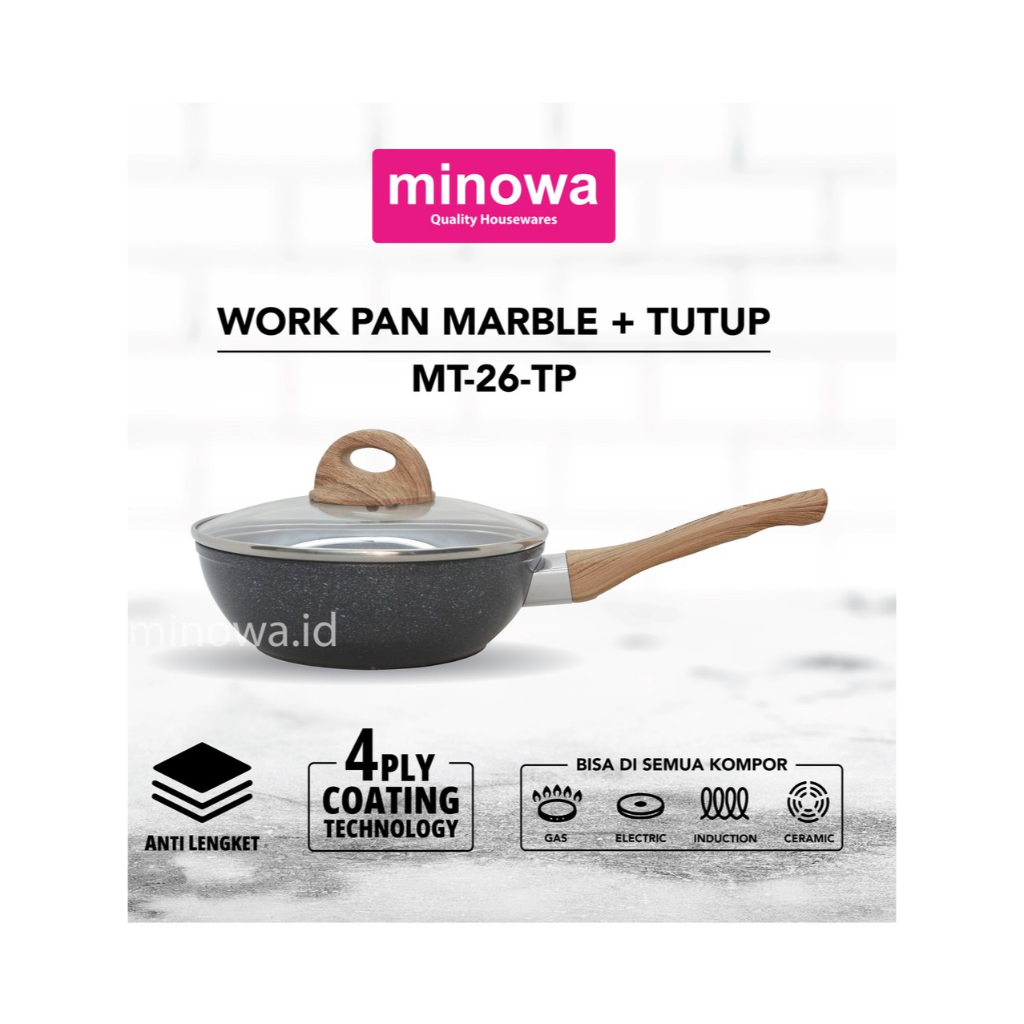 WOK PAN MARBLE + TUTUP MINOWA  MT-26-TP