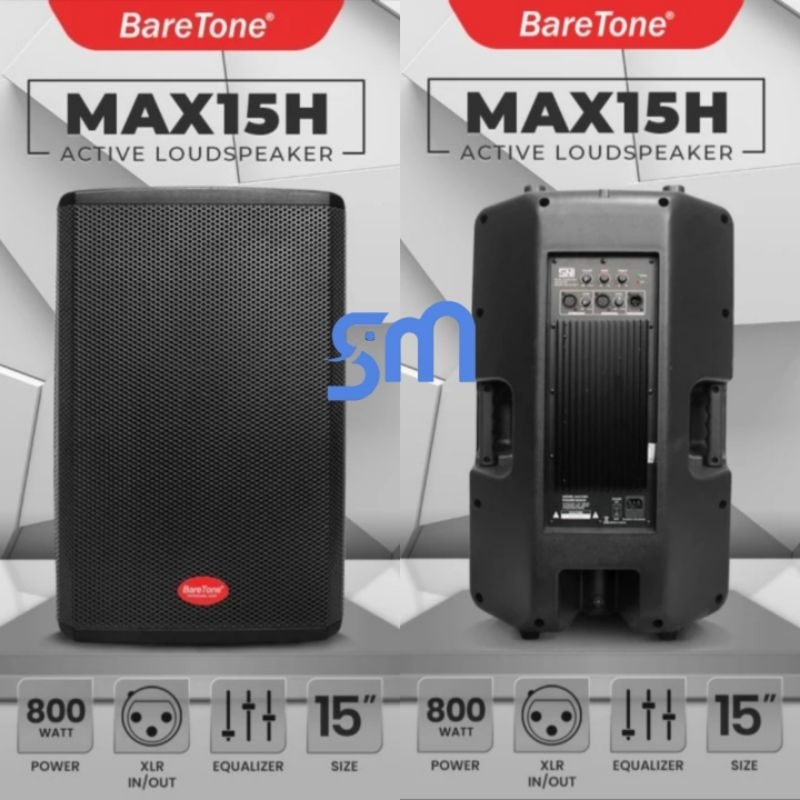 Speaker Aktif Baretone 15 inch MAX15H 800 watt Active MAX 15H 1 set (2 unit)