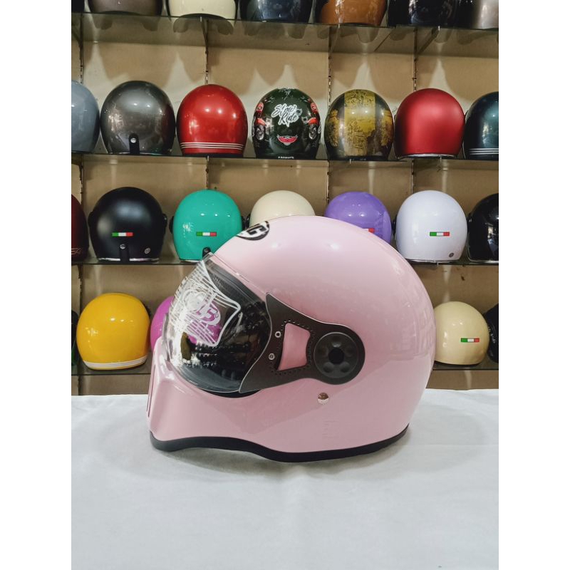 HBC Helm Cakil Kaca Pilot Warna Pink Pastel Glossy SNI Bisa COD Free Packing Kardus dan Bubble Wrap