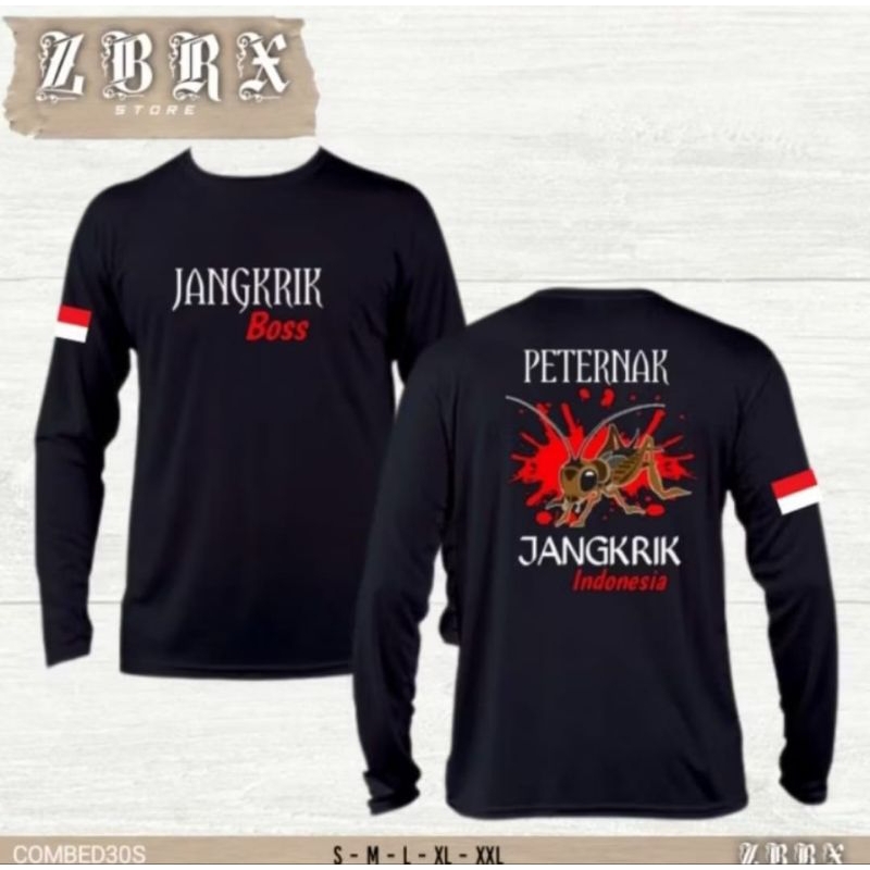 KAOS PANJANG LONGSLEVE JANGKRIK BOSS PETERNAK JANGKRIK INDONESIA CORAK MERAH PUTIH