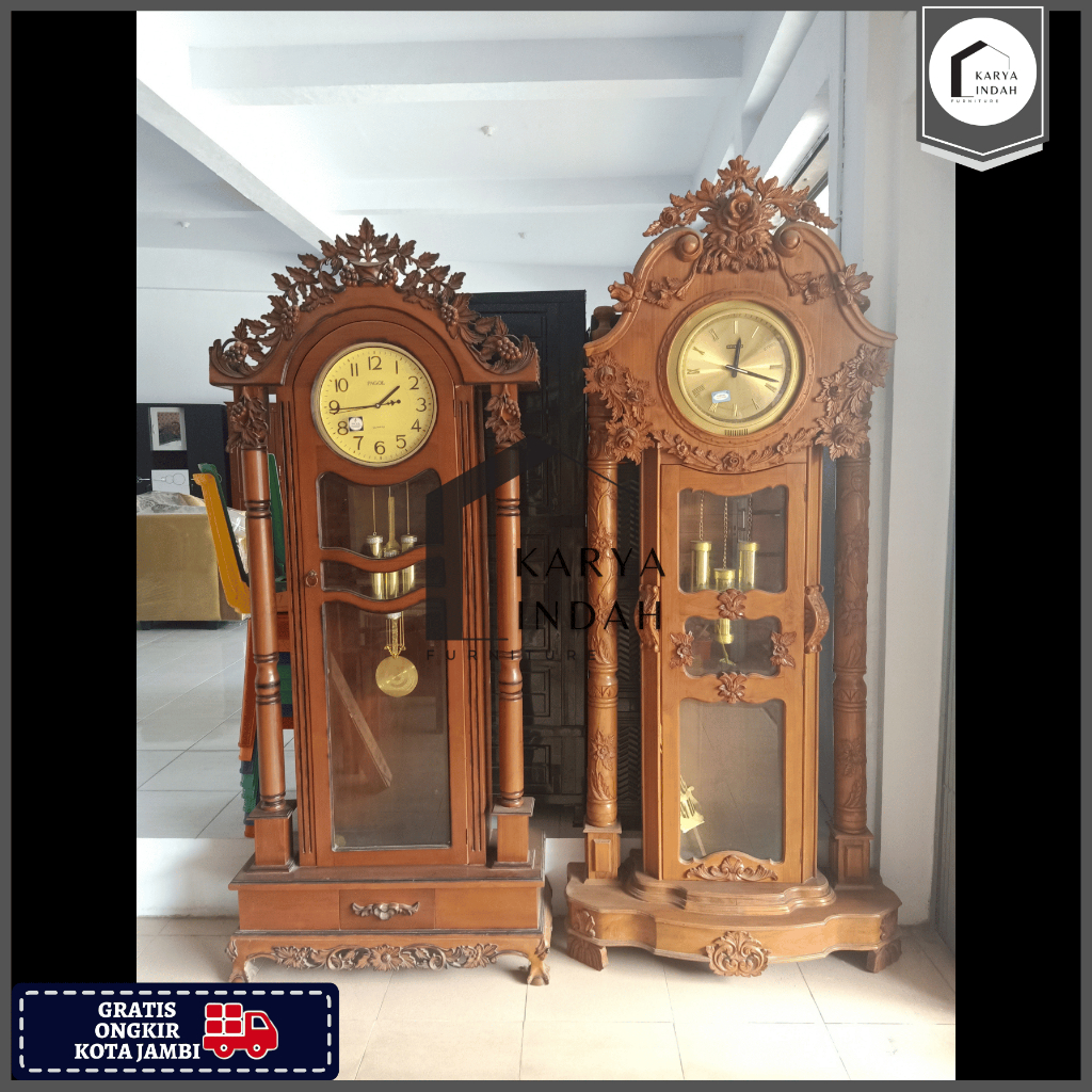 JAM KAYU JATI JEPARA UKIR