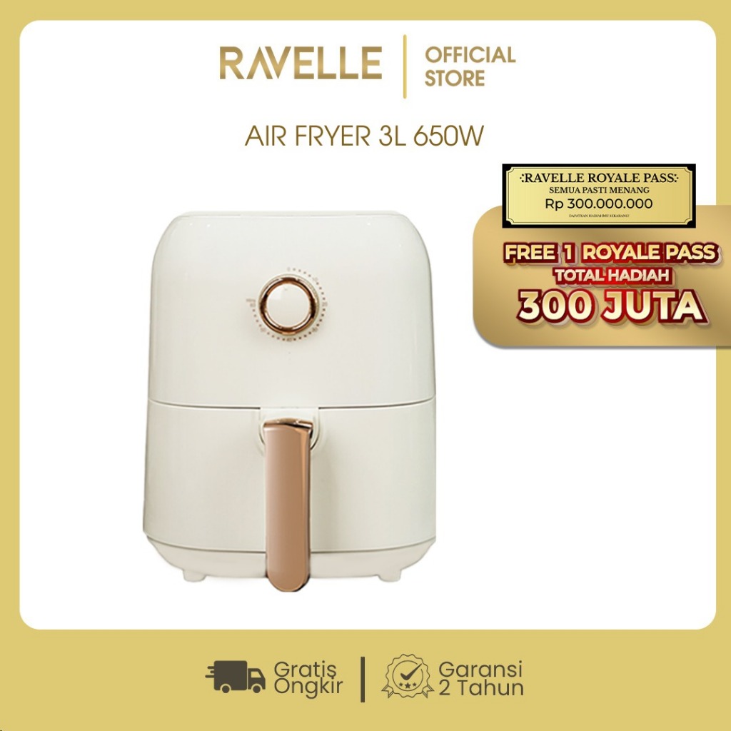 RAVELLE Air Fryer 3 Liter - Penggorengan Tanpa Minyak Low Watt