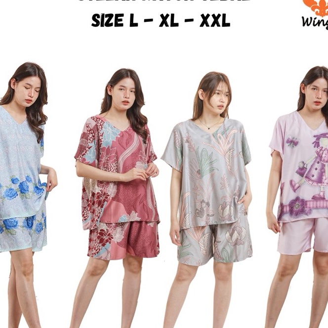 KF7 WINGO PREMIUM BAJU TIDUR RAYON TEBAL WANITA CELANA PENDEK L XL XXL