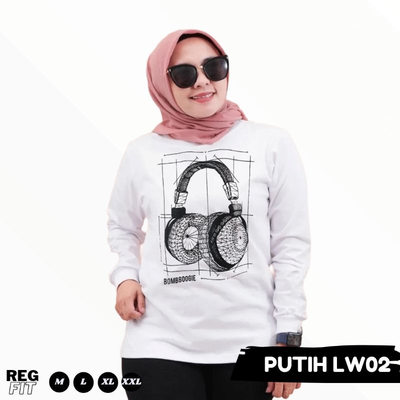 Kaos Tebal | Kaos Pria Wanita | Lengan Panjang Putih