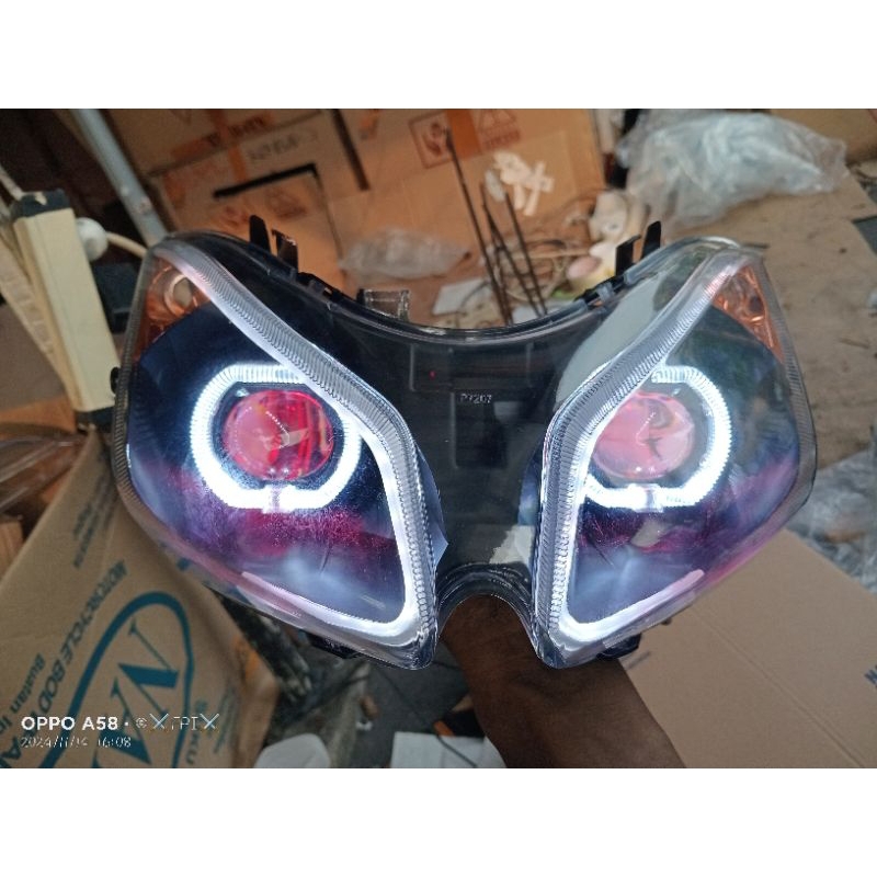 reflektor lampu depan vario 110 old karbu fulset biled ala ala 2.5 inch alis runing 2 mode