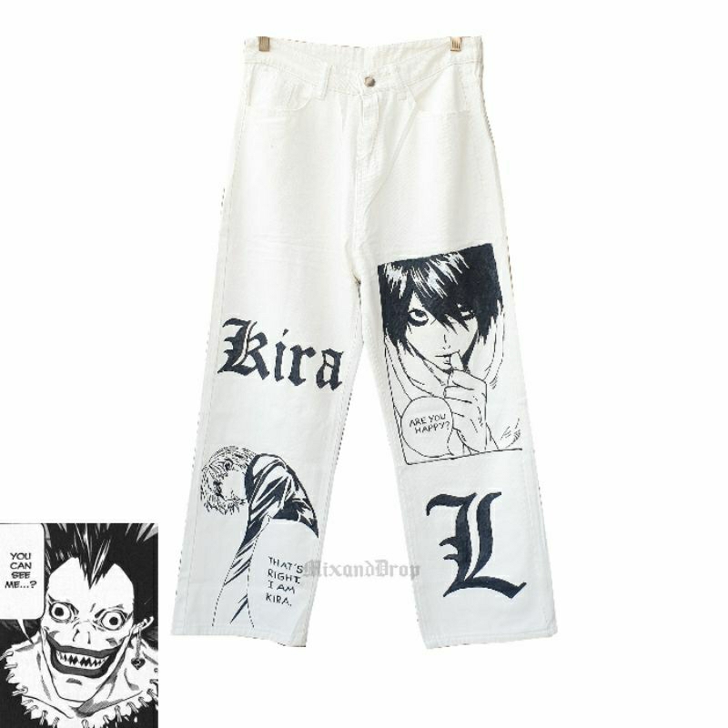 DEATHNOTE Denim Long Pants Painted | Celana Jeans Painted | Celana Loose Jeans | Celana Loose Fit | 
