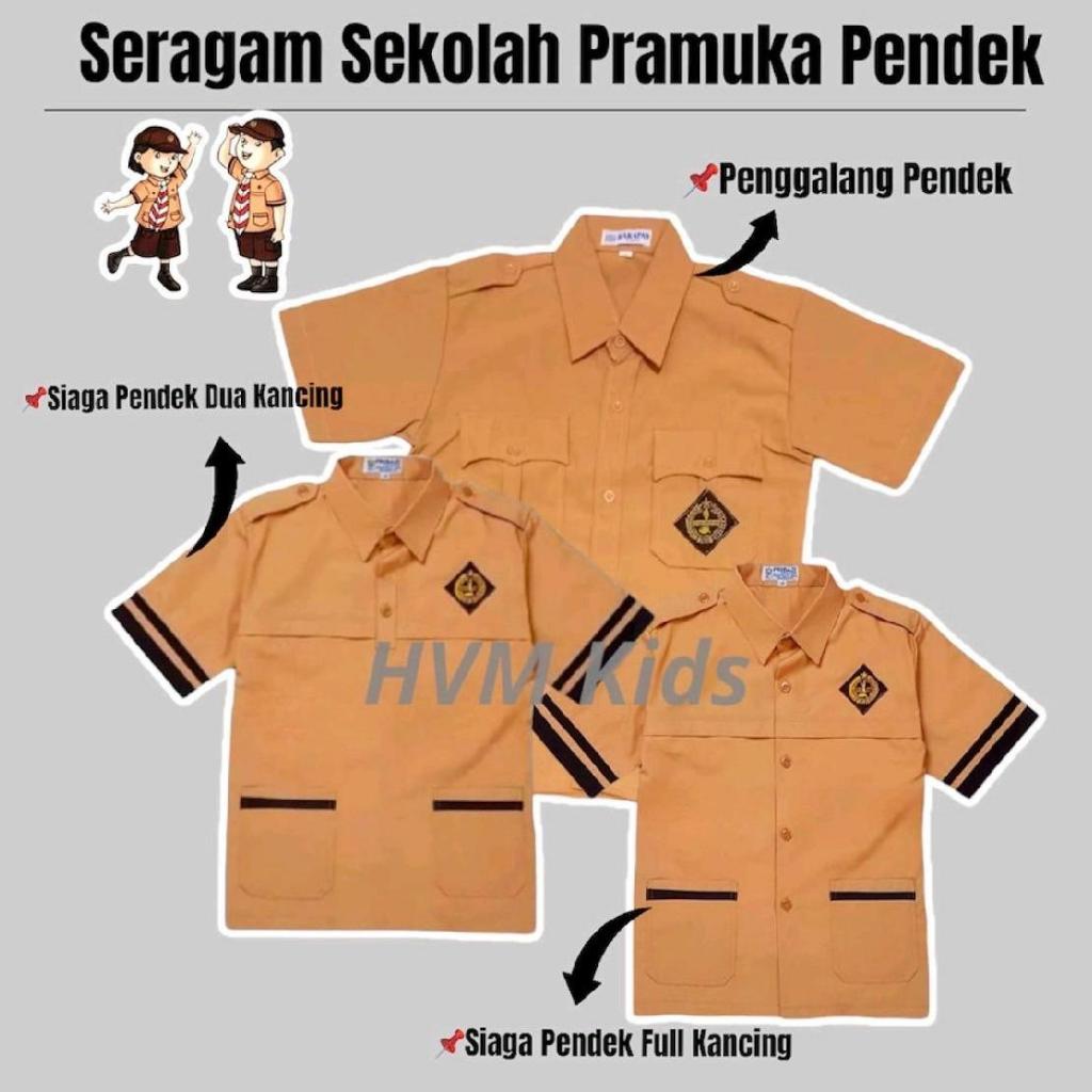 Seragam Sekolah Baju Pramuka Siaga SD Lengan Pendek Seragam Sekolah Pramuka SD Kelas 1 2 3 4 5 6 Baj
