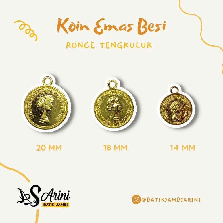 KODE J28U ARINIbatik  BONUS MANIK  Ronce  Koin Besi  Ibai Aksesoris Tengkuluk  Hiasan Tengkuluk Bati