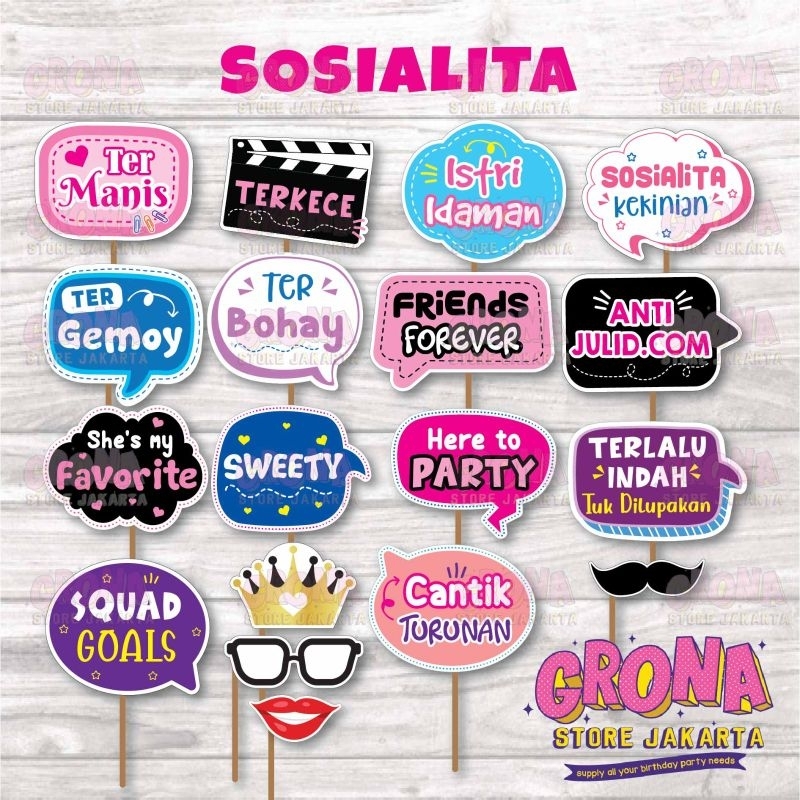 ACC Photobooth Sosialita / Aksesoris Foto Sosialita / Photo Props Sosialita