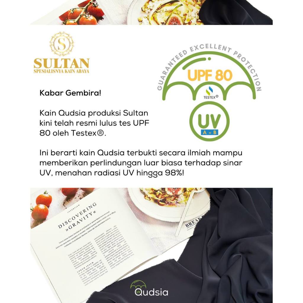 QUDSIA  BAHAN KAIN ABAYA  > I <   Polos Original Sultan