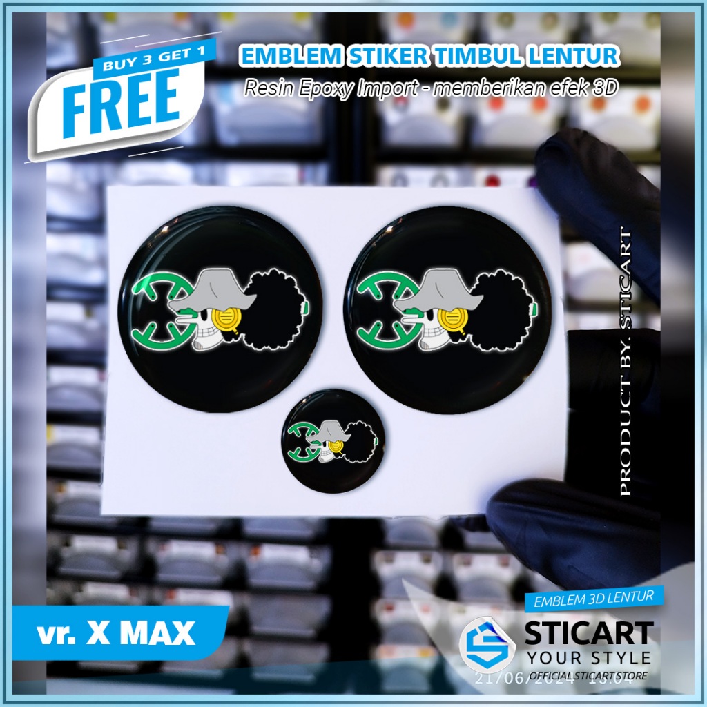 EMBLEM USOPP Series ONE PIECE TIMBUL STIKER MOTOR X MAX 3D EMBLEM TIMBUL LENTUR