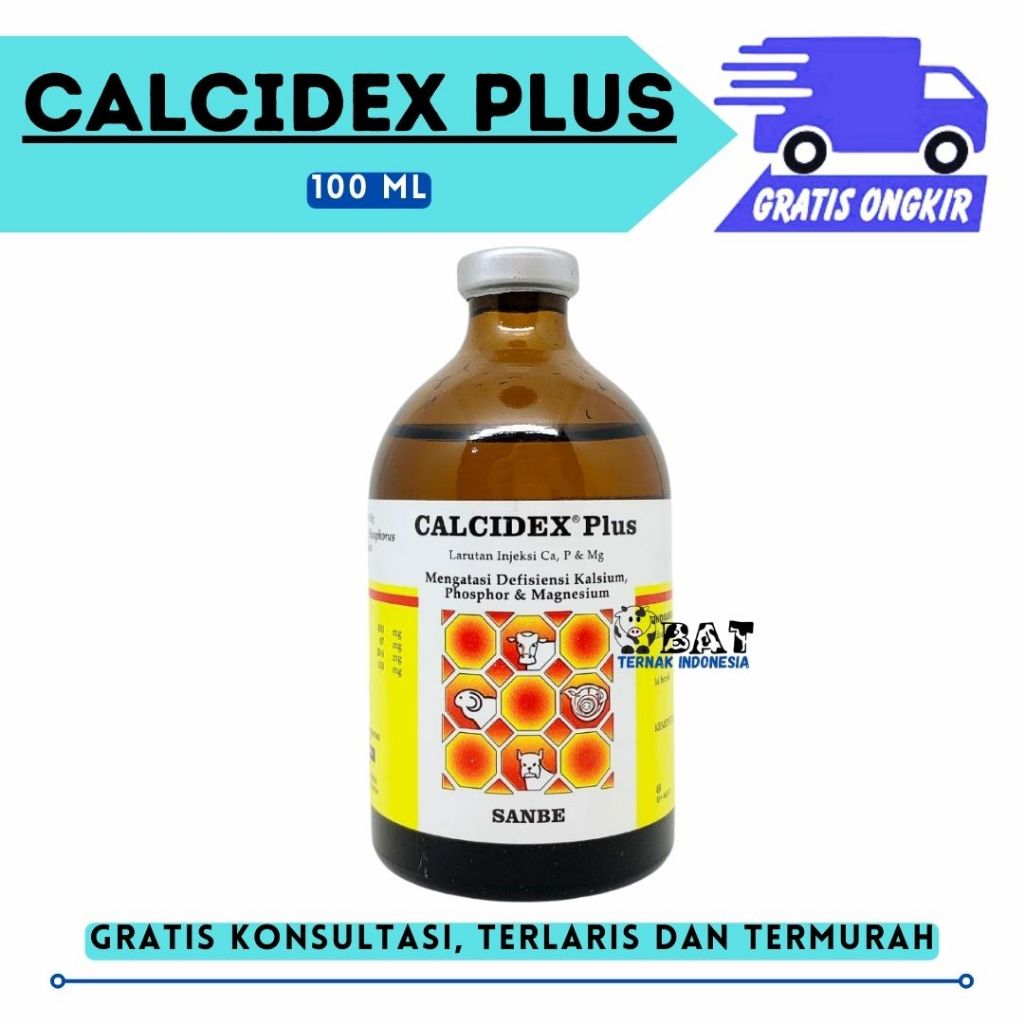CALCIDEX PLUS 100 ml Obat Sapi Kambing Lumpuh Injeksi Ampuh Sanbe