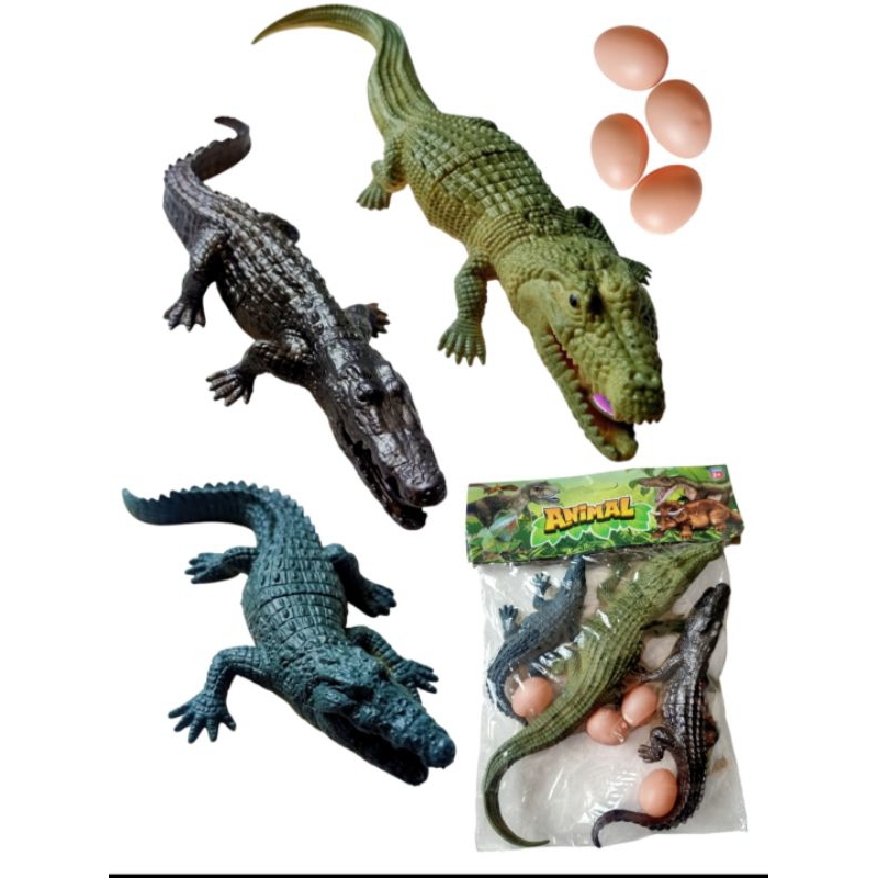 Mainan Buaya Karet Isi 3pcs ada telur/Buaya Cit Cit Kare