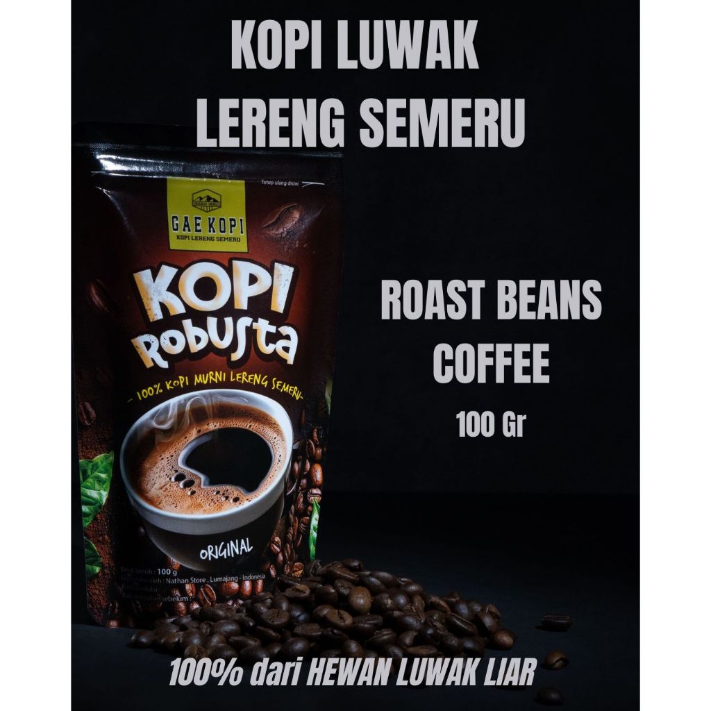 

Gae Kopi Robusta Luwak 100 gr Lereng Gunung Semeru / Roast Bean