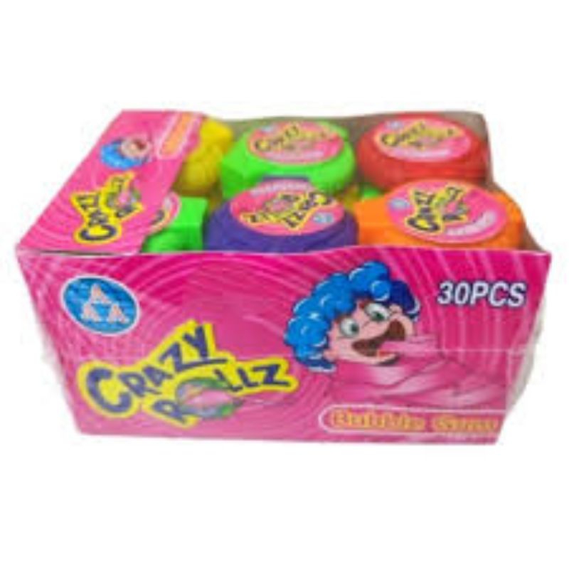 

Permen Karet Crazy Rollz Bubble Gum AAA Box isi 30 pcs