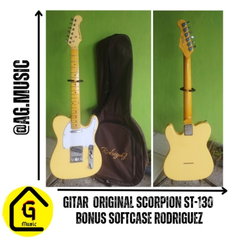 GITAR LISTRIK / ELEKTRIK ORIGINAL SCORPION ST-130 TELECASTER YELLOW LIKE NEW MADE IN CHINA BONUS TAS