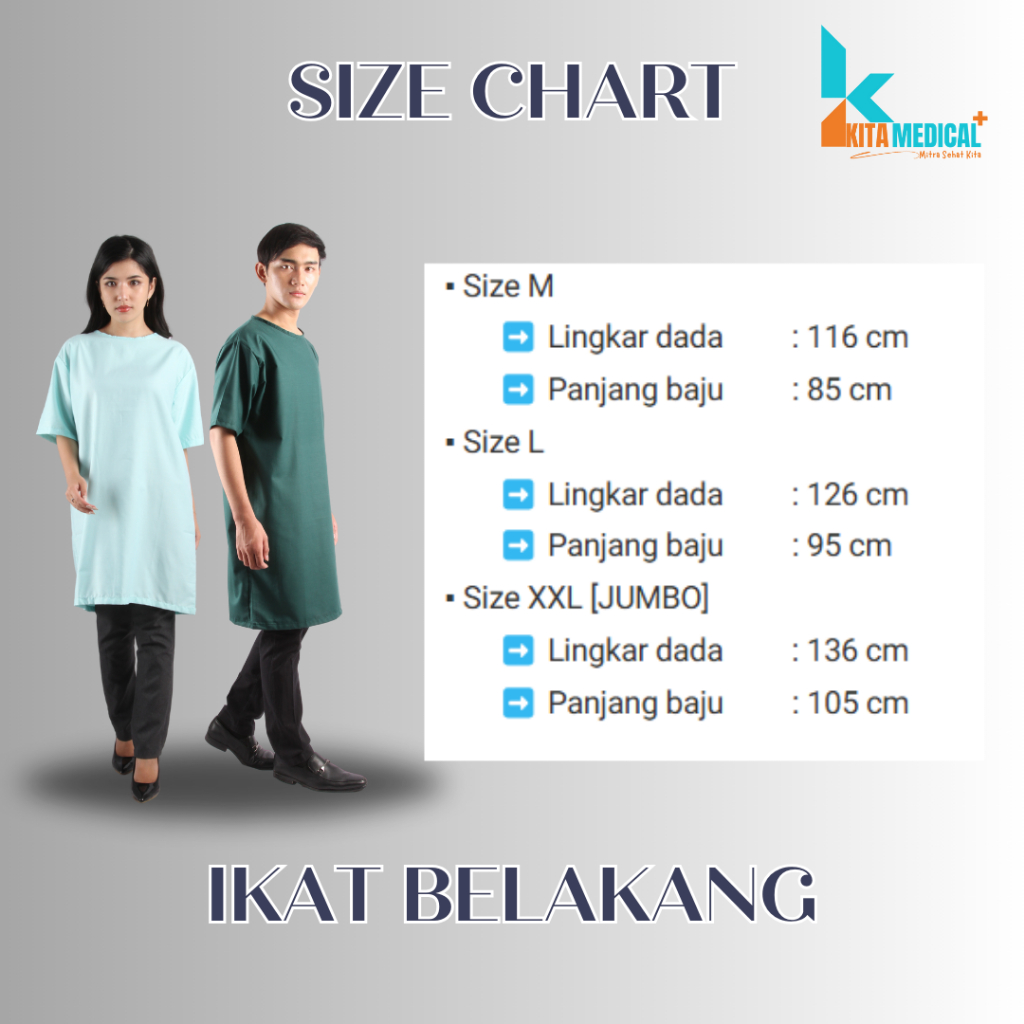 Baju Pasien Rawat Inap Pria Wanita Lengan Pendek Unisex Seragam Rumah Sakit Bahan Katun