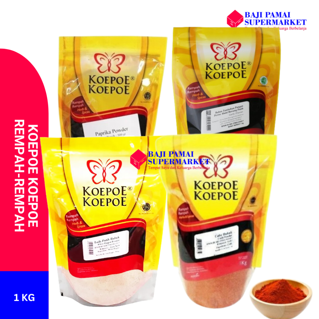 

KOEPOE KOEPOE Rempah 1kg Cabe Bubuk, Perisa Alami Bawang Putih, Lada Putih Bubuk, Paprika Bubuk