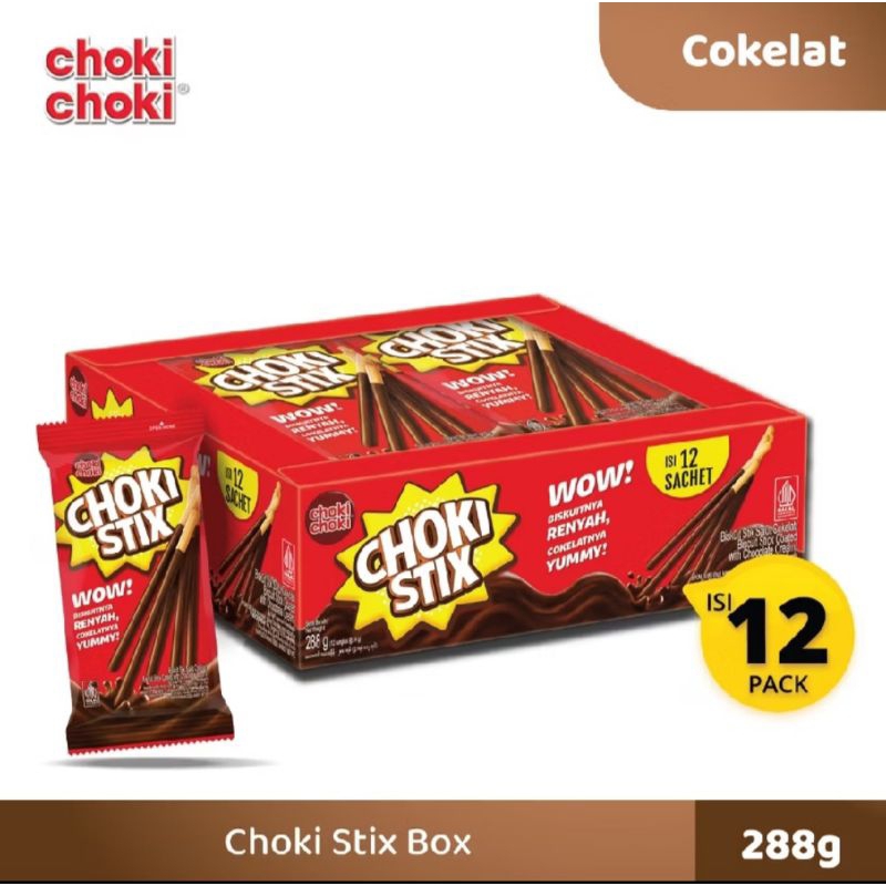 

CHOKI CHOKI STIX COKLAT 27 GRAM (1 PACK ISI 12 PCS)