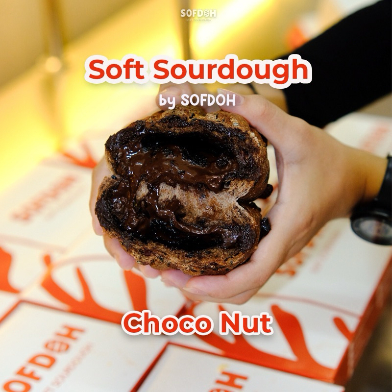 

Soft Sourdough Choco-Nut by SOFDOH. Less gluten, egg free, cocok untuk diet.