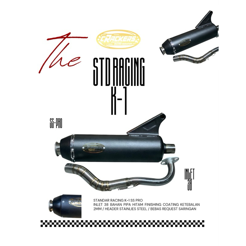 Knalpot Std Racing Crackers K1 Non Tameng Beat Fi / Beat Deluxe / Scoopy Fi / Scoopy New / Genio / F