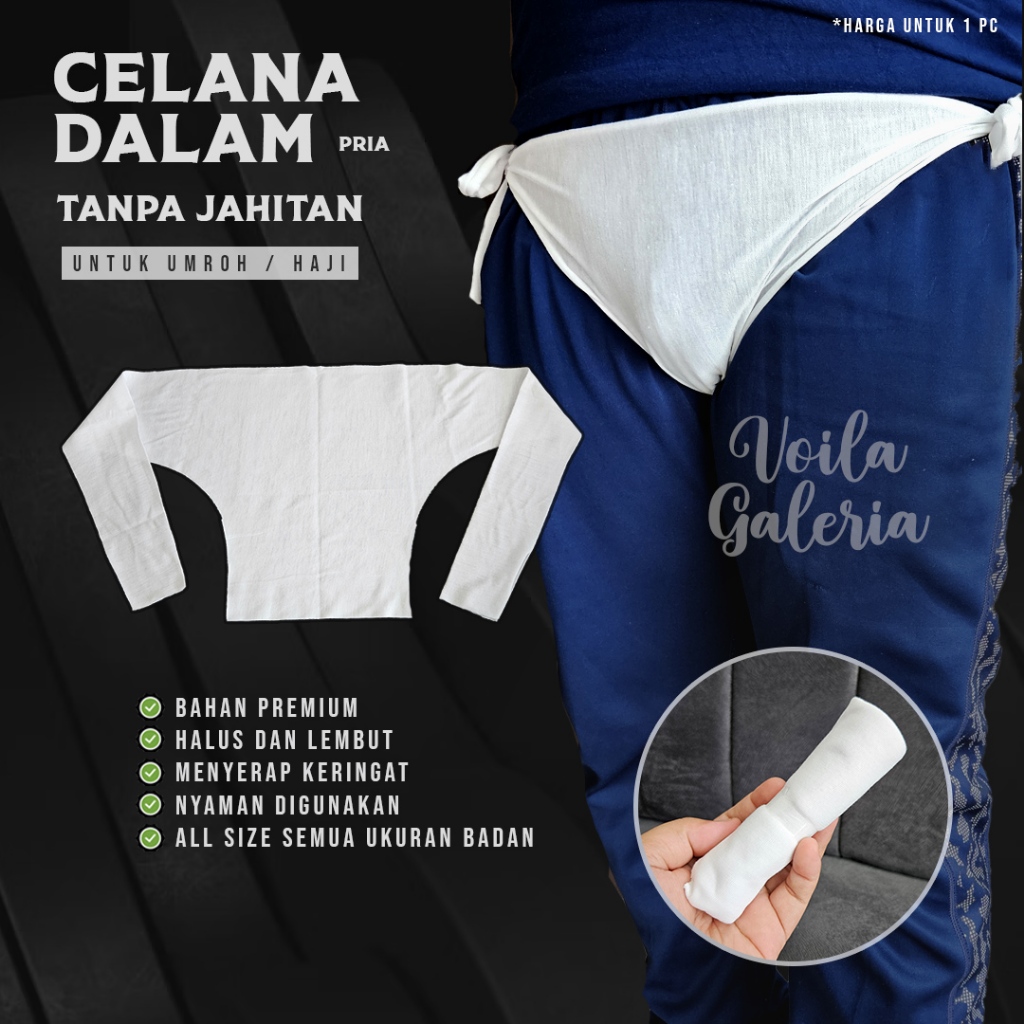 Celana Dalam Pria Tanpa Jahit CD Ihrom Untuk Haji / Umroh Putih