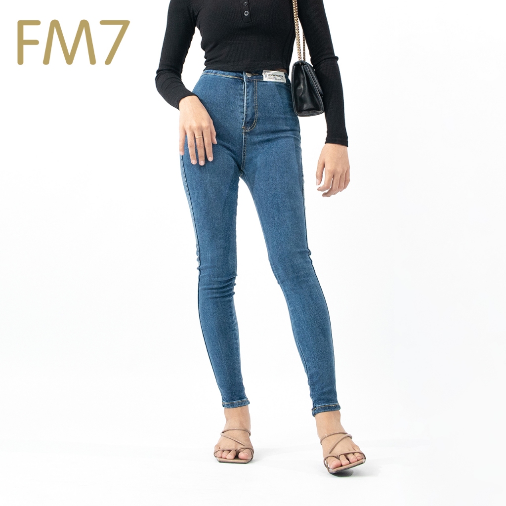 FM7 L162 Korean Highwaist Celana Jeans Panjang Wanita Skinny Slim Fit