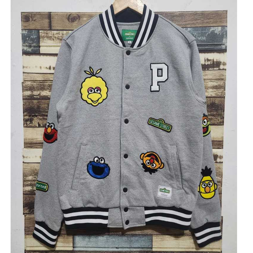 Sesame Street x Pancoat Varsity Jacket Grey Original ( Size L )