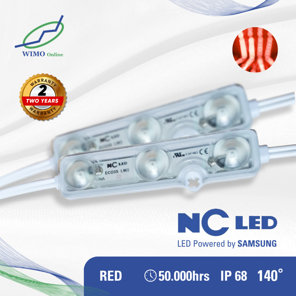 LAMPU MODULE LED 3 MATA NC LED SAMSUNG 2835 DOFF DOVE 1.2W MADE IN KOREA - MERAH