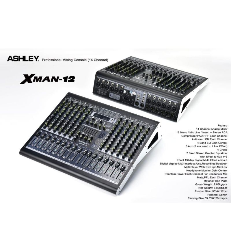 Mixer Audio Ashley Xman 12 Original 12 Channel Bluetooth - USB Interface