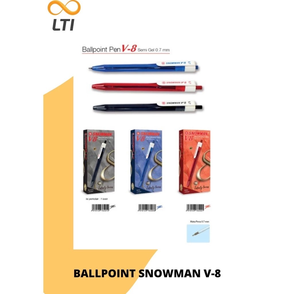 

Pulpen Snowman V 8 / Ballpoint Pen Snowman Terbaru / Lusin - MURMER