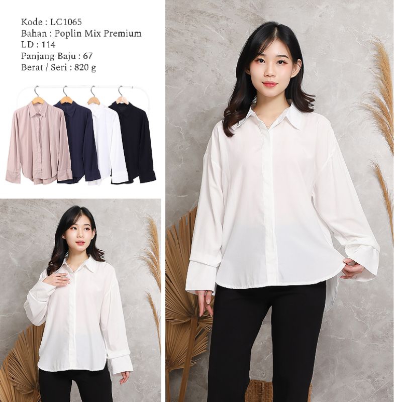 Kemeja Kantor Lengan Panjang Clasic Wanita Casual Atasan Baju Cewek