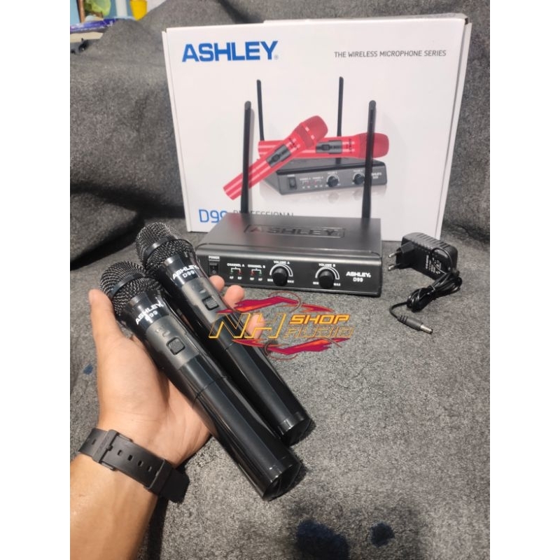 Mic Wireless ASHLEY D99 D 99 D-99 Dual Handle Mik Genggam Mikrofon Vocal Original Tanpa Kabel Vokal 