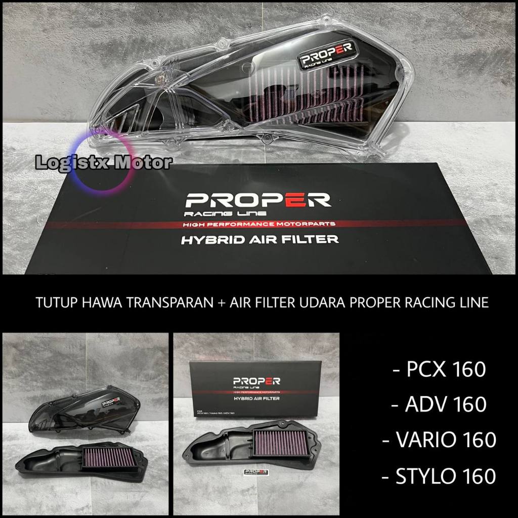 TUTUP HAWA PCX 160 / ADV 160 / STYLO 160 / VARIO 160 ABS CBS TRANSPARAN NEMO + FILTER PROPER RACING 