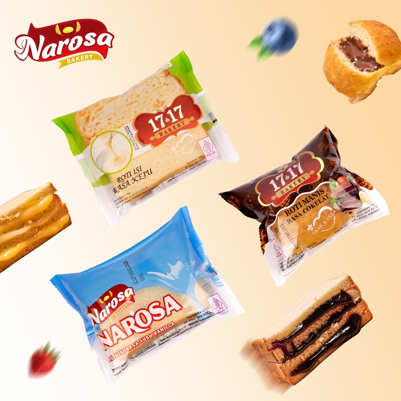 Narosa Halal Roti Lembut Roti 17 17 Bakery Manis 50/60/65g Rasa