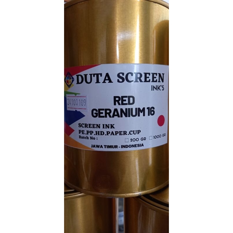 

Duta Screen ink ORIGINAL 100% ASLI Warna Geranium 16 cat plastik