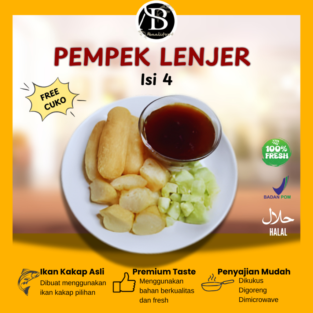 

Pempek Asli Palembang Empek Empek Lenjer Mpek-mpek Frozen Pempek Premium Ikan Asli paket isi 4 Jogja