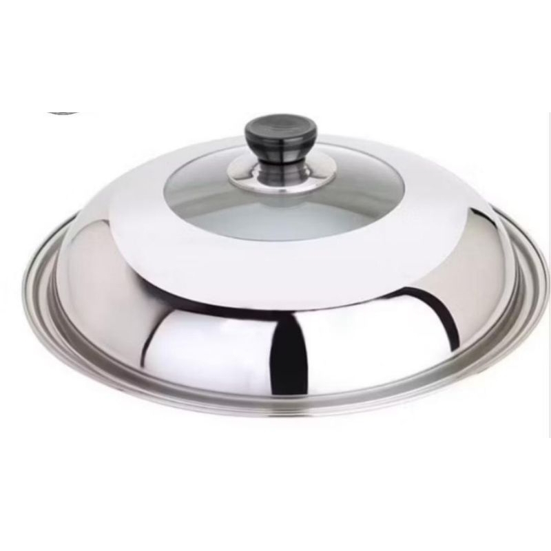 Tutup Panci Stainless Kaca 34cm Wajan Kuali Wok Multifungsi Baskom