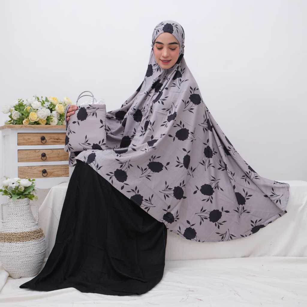Mukena Dewasa Katun Rayon Motif Bunga Rose