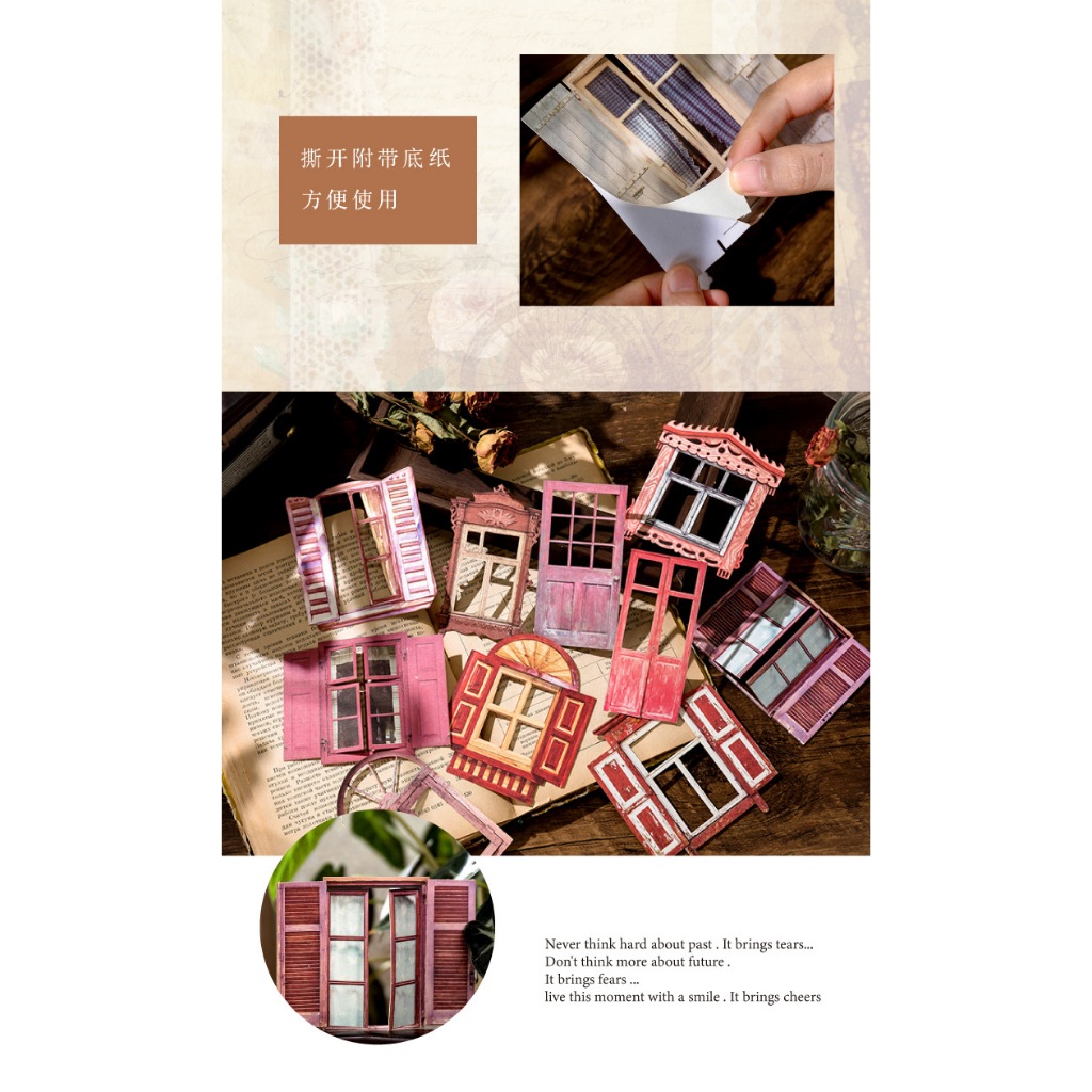 

bib 16 Jendela Kertas Bisa Dibuka Dream Window Deco Flower Window Mechanism Collage Card Sticker