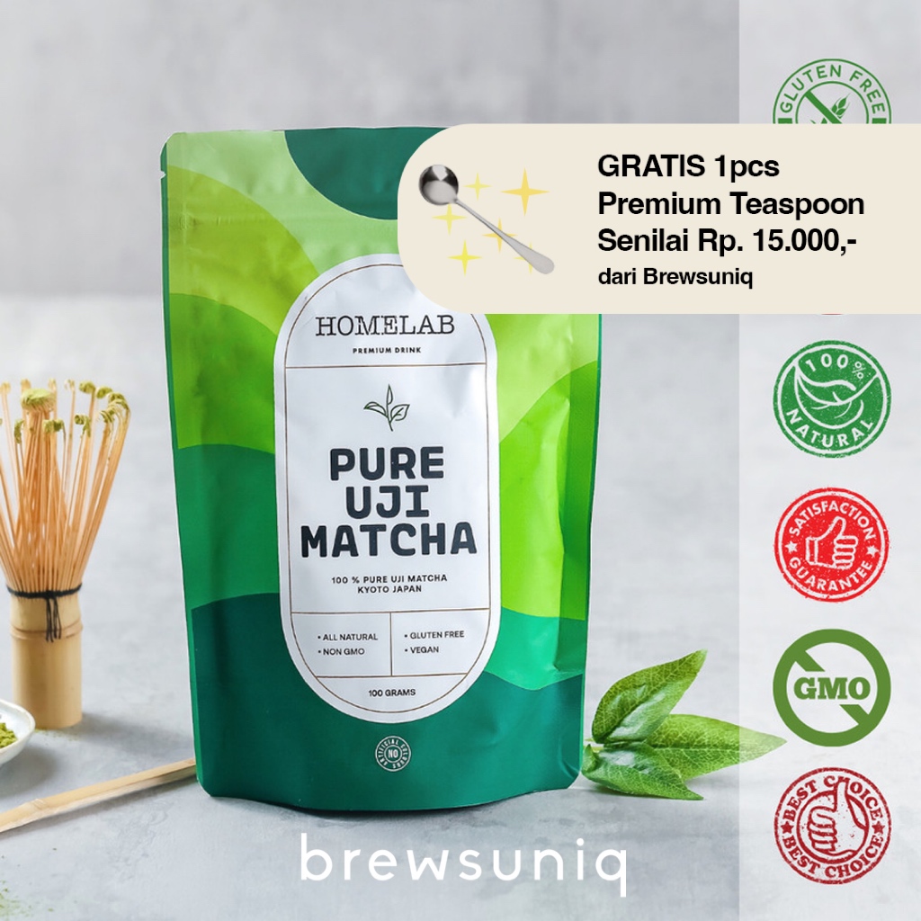 

Brewsuniq X Homelab 100% Pure Uji Matcha Japan - Bubuk Matcha Premium Grade 100g