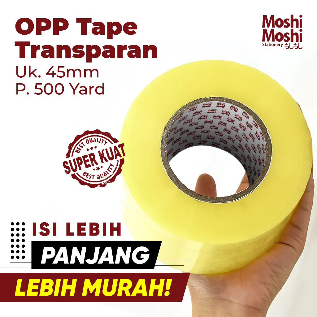 

Lakban Moshi 2 inch 500 Yard Bening Transparan Tape Perekat Kuat