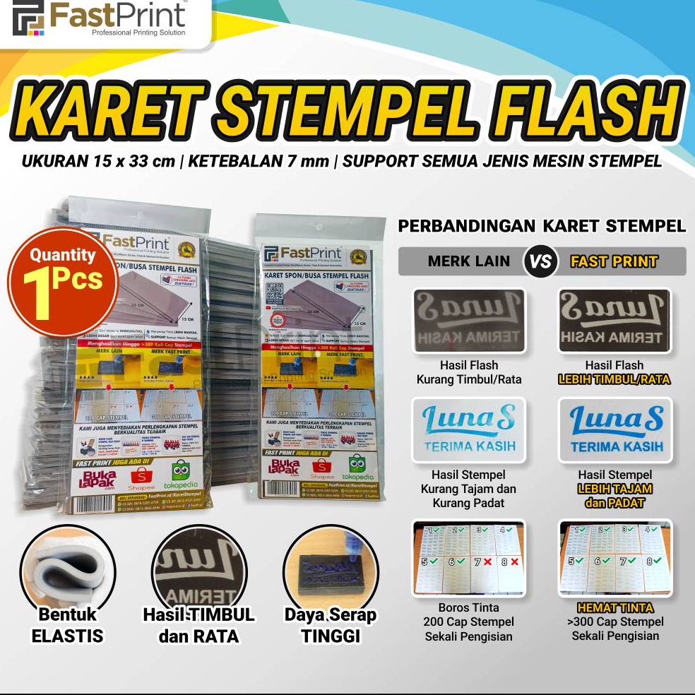 

KODE O39X Karet SponBusa Stempel Flash Warna 15 x 33 CM