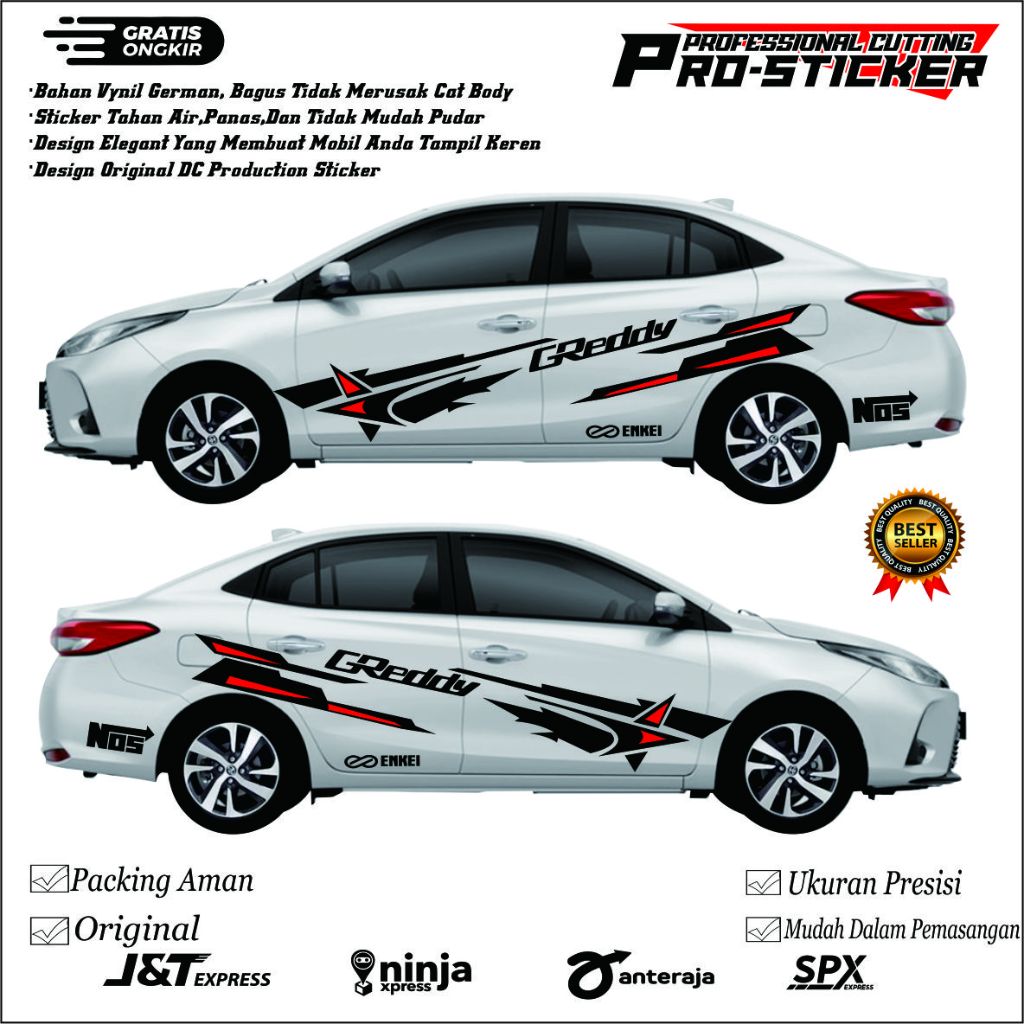 STIKER MOBIL TOYOTA SEDAN CIVIC VIOS CAMRY COROLLA STIKER MOBIL CUTTING STIKER SEDAN TERBARU