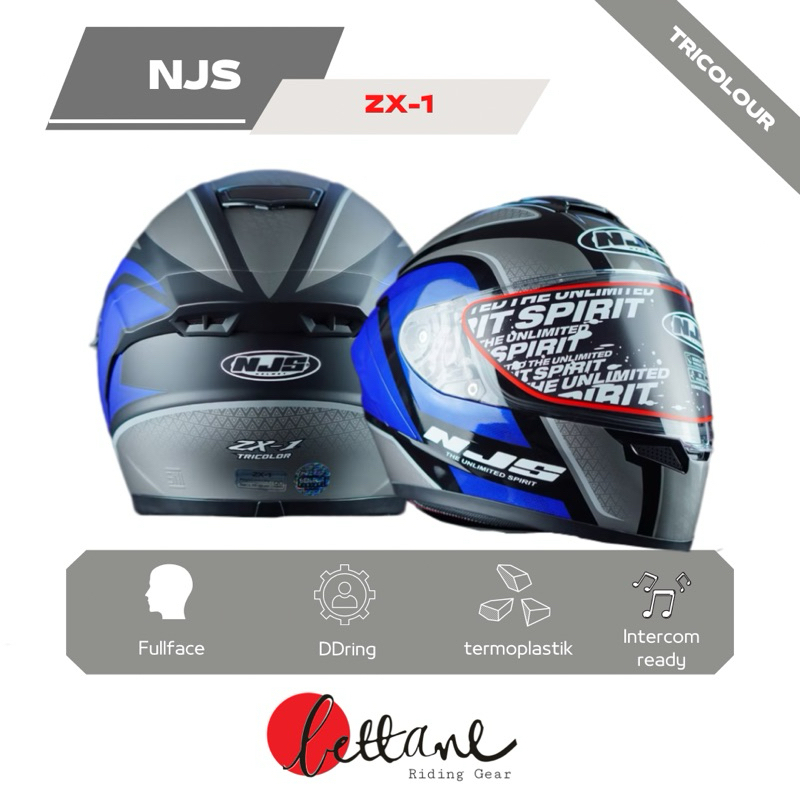 HELM NJS ZX-1 Tricolor | Helm Full face NJS ZX11 MOTIF TRICOLOR